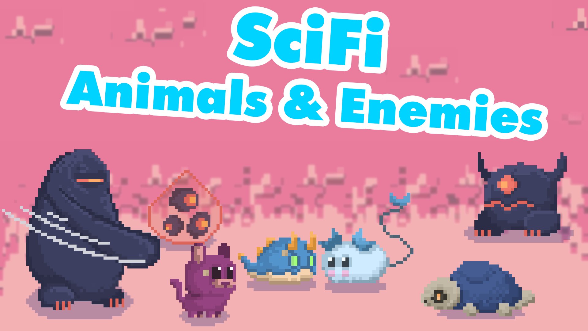 Sci-Fi Space Village Animals And Enemies