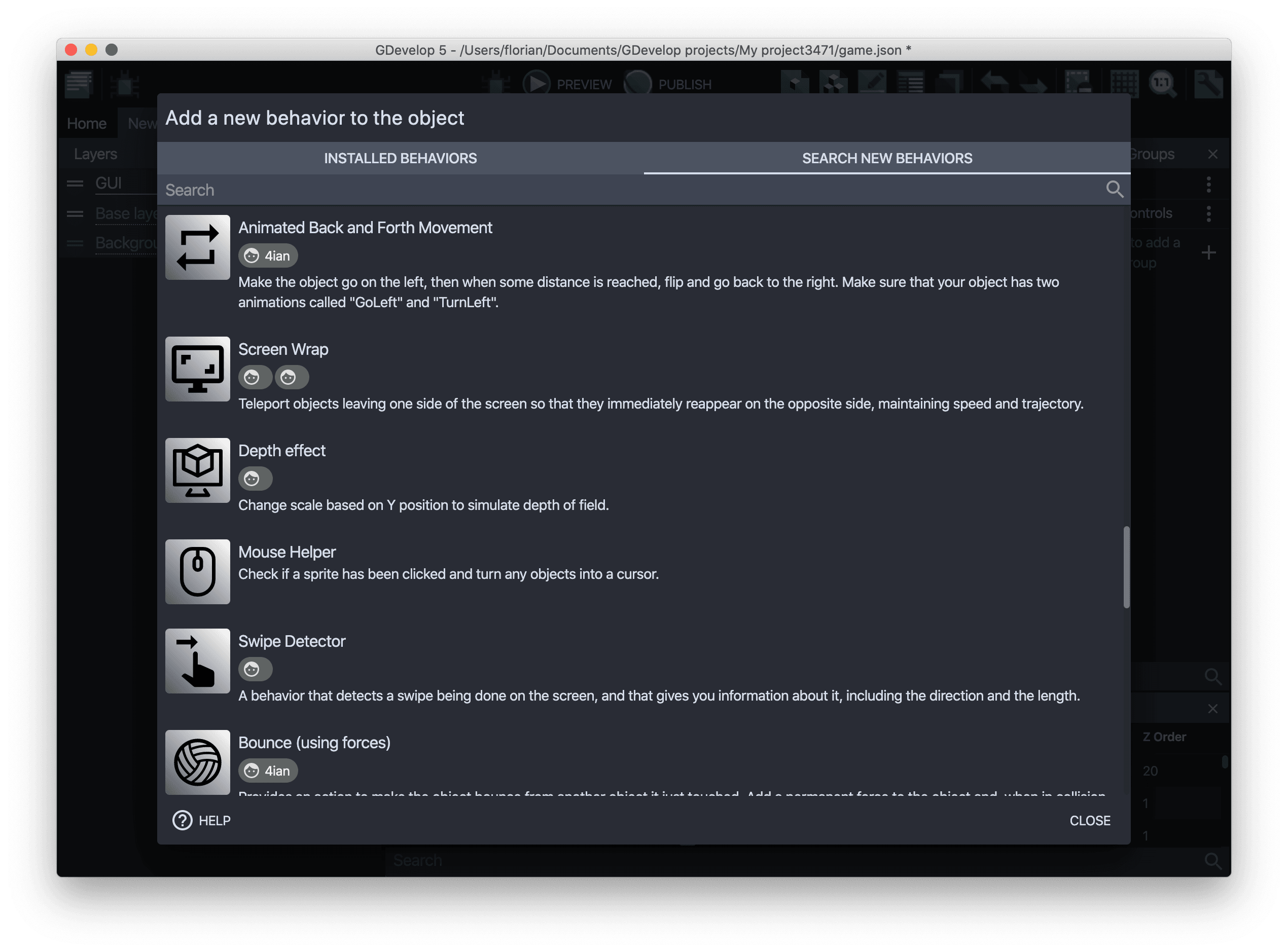 Create custom behaviors | GDevelop